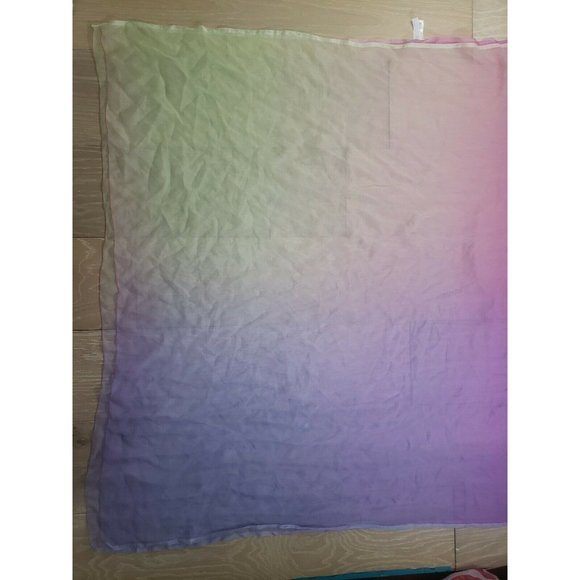 Jane Woolrich Silk Beach Cover Up Poncho Shawl Wrap Scarf Ombre Multicolor - Picture 2 of 12